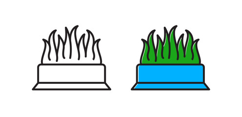 Cat grass icon. Pets healthy eating. Vector illustration.
