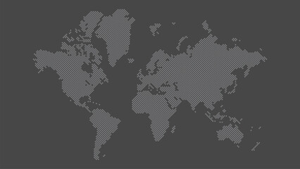 Blank elegant minimal world map made of rhombs. Isolated on a grey background. Editable vector illustration.