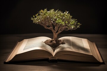 Tree Growing From Open Book generative AI