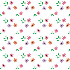 Seamless tiny blossom floral pattern. Hand Drawn naive blossom flower. Vector trendy texture for fabric, textile, wallpaper