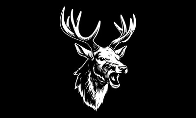 Aggressive Deer Head Vector Illustration