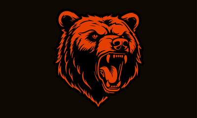 Fierce Bear Head Vector Illustration