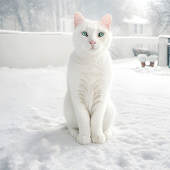 Biały duży kot. Generative AI - obrazy, fototapety, plakaty
