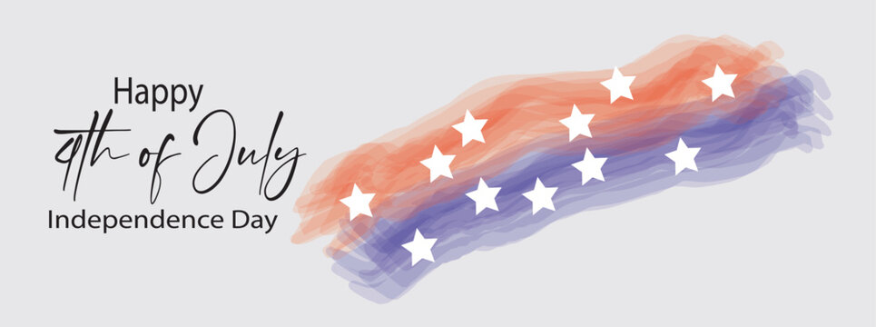 4th of July holiday banner. Stylized image of the American flag, drawn by markers. USA Independence Day background for greetings, sale, discount, advertisement,