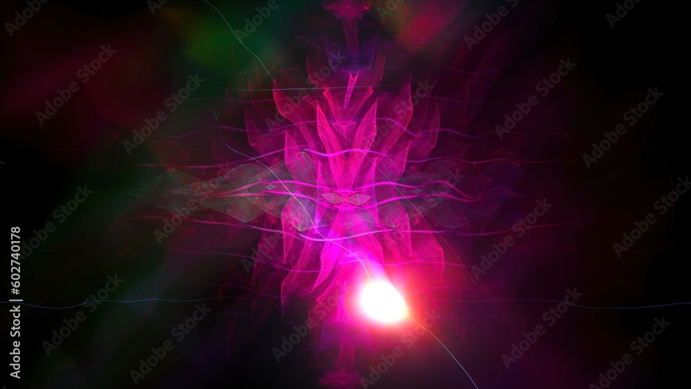 Poster radiation abstraction with light - distortion of space with shiny effect, computer generated backgro