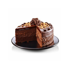Chocolate cake isolated on white background. Generative Ai