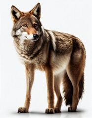majestic Red Wolf standing on a plain white background. Generative AI