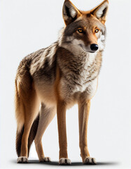Fototapeta premium majestic Red Wolf standing on a plain white background. Generative AI