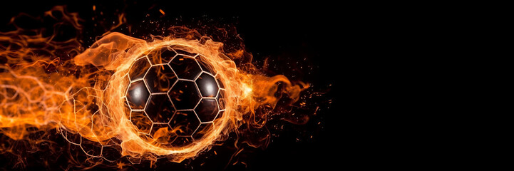 Fototapeta premium fire soccer ball, game and sports theme, victory theme, fireball. Generative AI 