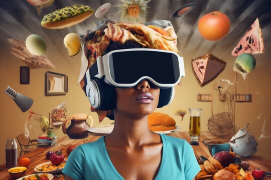 woman cyber technology reality future virtual travel vr abstract glasses digital. Generative AI.