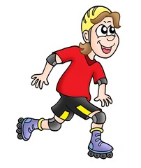 Roller skater on white background - color illustration.