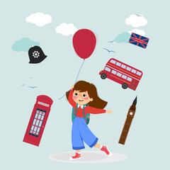 
Flat character of a girl student. Vector illustration of the character.
