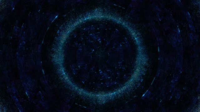 Futuristic Blue and Black Artificial Intelligence Dashboard Design Loop Background. Concept 3D animation for abstract geometric dark cyber HUD backplates or digital festival event and vj backdrop.