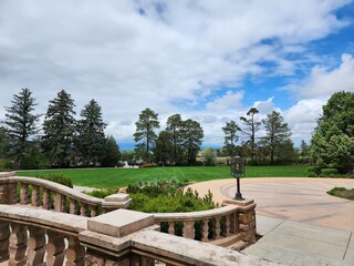 Mansion lawn and stairs