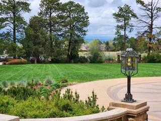Mansion lawn and stairs