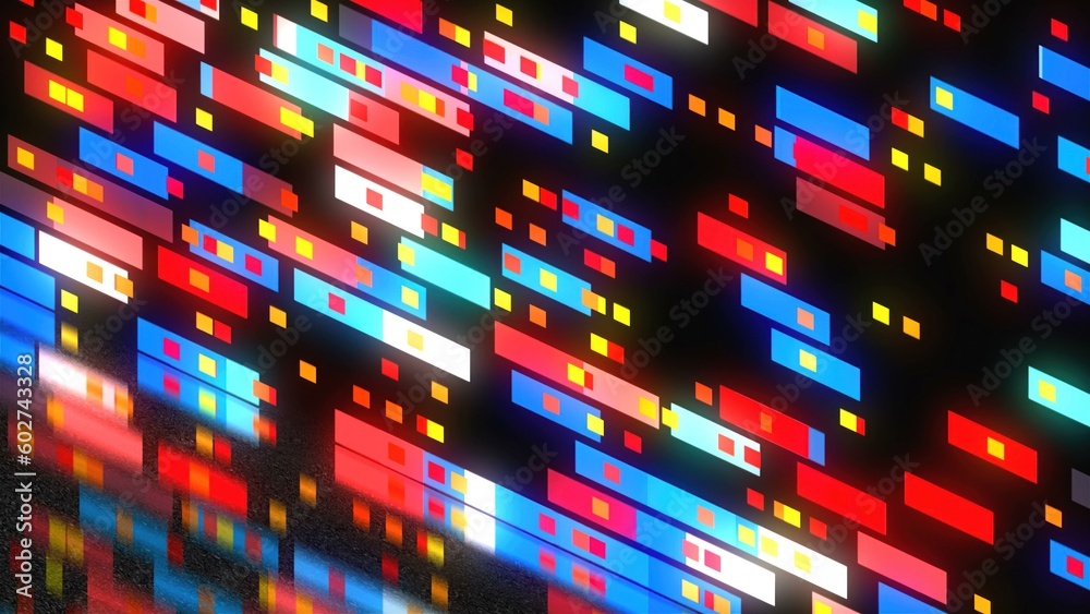Poster abstract technology with many rectangles background, surface with reflection, 3d render background, 