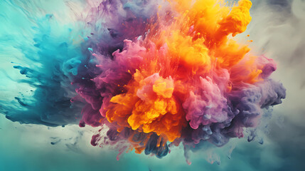 Fototapeta na wymiar Abstract vibrant explosion of colorful splashes. Generative AI