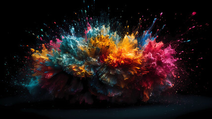 Obraz na płótnie Canvas Abstract vibrant explosion of colorful splashes. Generative AI