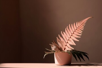 Pastel Pink Wall with Soft Fern Shadow: An Elegant Backdrop for Product Presentation, Design Projects, and Minimalistic Aesthetic generative AI