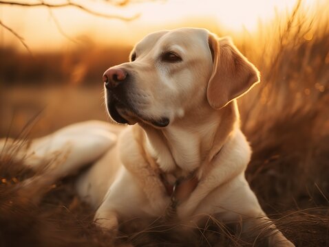 Basking in the Golden Sunset with a Labrador Retriever