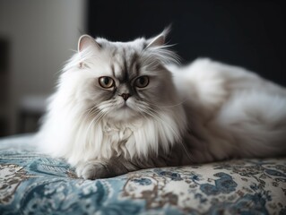 The Persian Cat's Placidness in a Plush Pillow