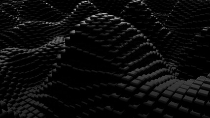 Surface with imitation of hills and mountains with many canes, 3d render backdrop, computer generated