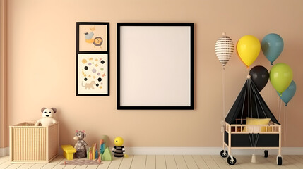 Minimalist Interior of modern living room 3D rendering, generative ai