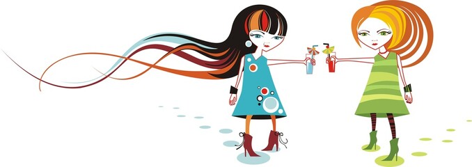 illustration of a two girls