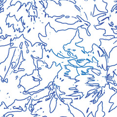 Simple nature floral background. Seamless pattern with hand drawn meadow flowers. Line art .Contour drawing. Sketch style. Modern fashion design for textile, fabric, wrapping, any surface.