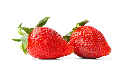 Ripe strawberries isolated on white background.