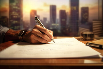 businessman signing documents 