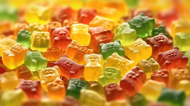 gummy bears background in vibrant colors