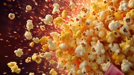 Creative popcorn background in vibrant colors