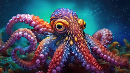 Obraz na płótnie Canvas red octopus vivid colors