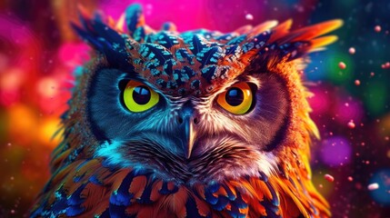 owl in vibrant colors