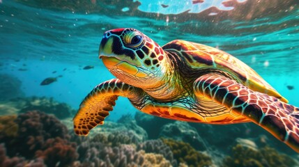Obraz na płótnie Canvas Sea turtle in vibrant colors