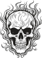 Skull and fire effect. tatto design. vector illustration.