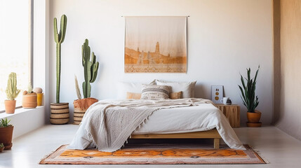 Boho style bedroom AI-generated