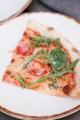 Homemade Margherita pizza healthy plate close up