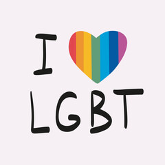 LGBTQ phrase. Rainbow-colored text. Vector illustration of the Pride parade. LGBT community