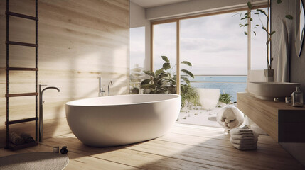 Modern scandinavian interior design bathroom AI-generated