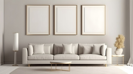 Minimalist Interior of modern interior desige 3D rendering, generative ai