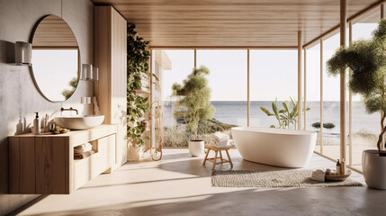 Modern scandinavian interior design bathroom AI-generated