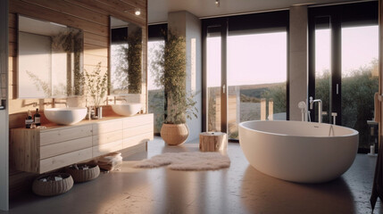 Modern scandinavian interior design bathroom AI-generated