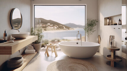 Modern scandinavian interior design bathroom AI-generated