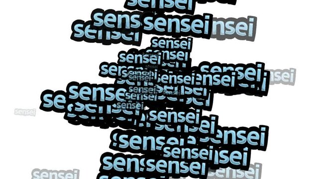 animated video scattered with the words SENSEI on a white background