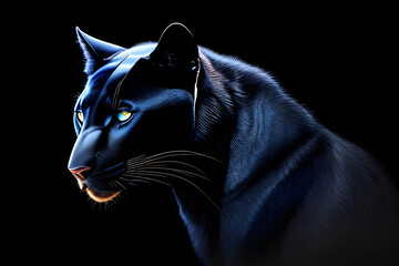 ai-generated, illustration of a close-up view of a black panther
