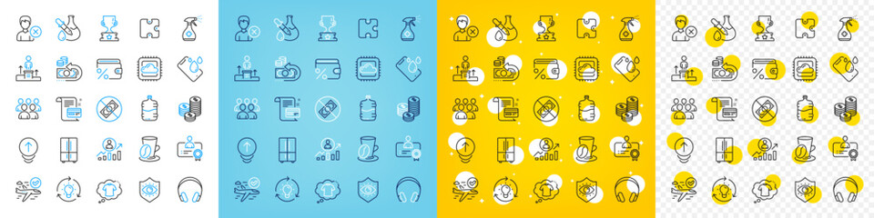 Vector icons set of Medical cleaning, Business podium and Cloud computing line icons pack for web with Idea, Career ladder, Cooler bottle outline icon. Swipe up, Savings tax. Vector