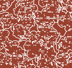 bicolor contour silhouette seamless pattern with flowers and leaves. Abstract floral spring, summer pattern
