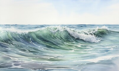Fototapeta na wymiar a painting of a wave in the ocean with a sky background. generative ai